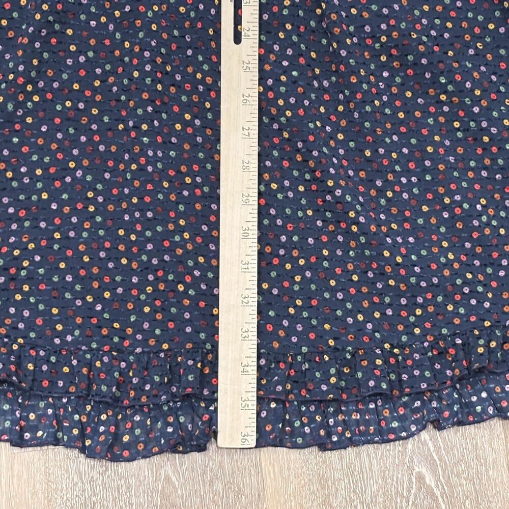 Madewell Dress Size 6 Blue Polka Dot Mini Ruffle Hem - Picture 8 of 12